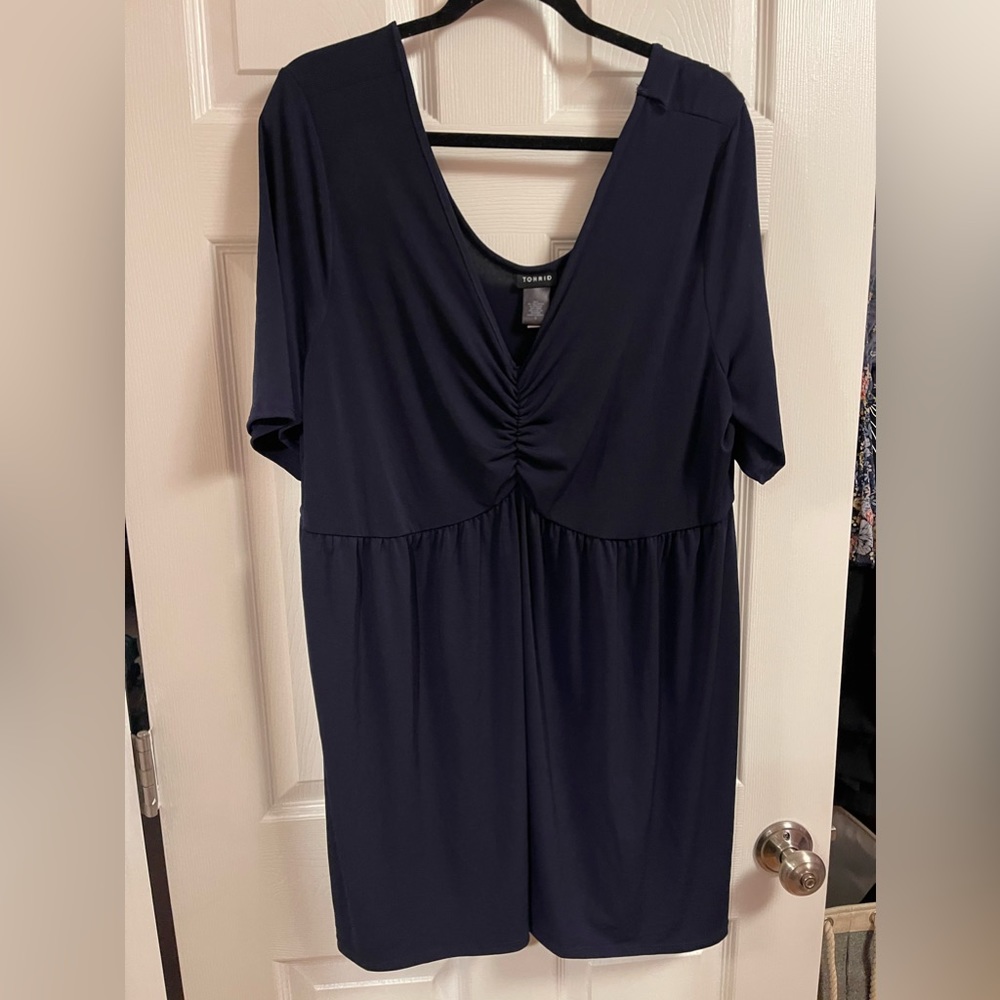 Torrid Babydoll Studio Knit V-Neck Cinched Front Top